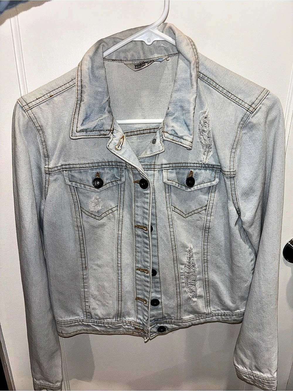 Highway Distressed Denim Jacket in Blue